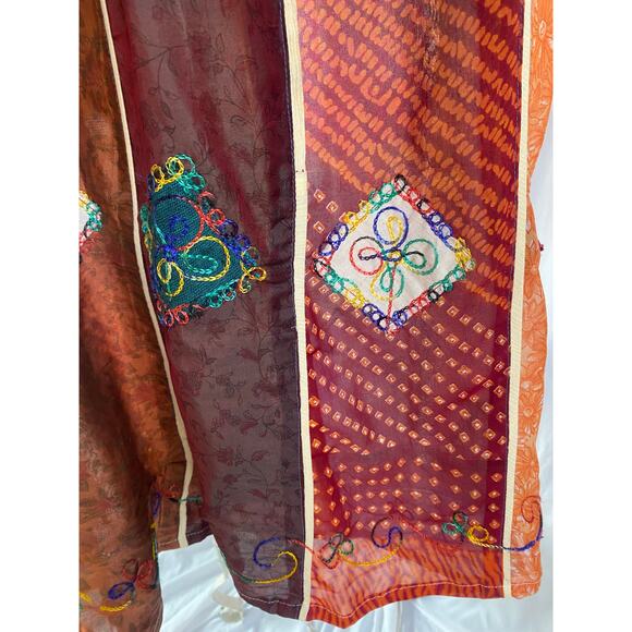 Made in Nepal Skirt Silk Boho Hippie Patchwork Colorful Size Small/Medium - Picture 5 of 13